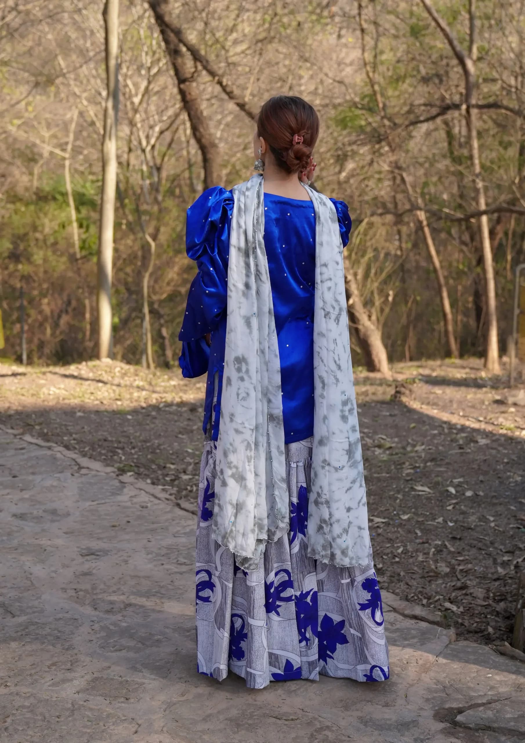 Aaraish Festive: Cobalt Bloom Gharara Set - Image 3