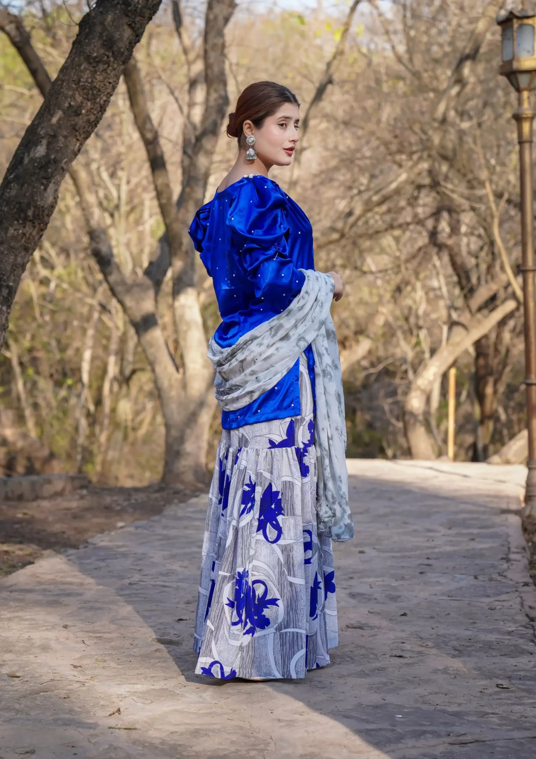 Aaraish Festive: Cobalt Bloom Gharara Set - Image 4