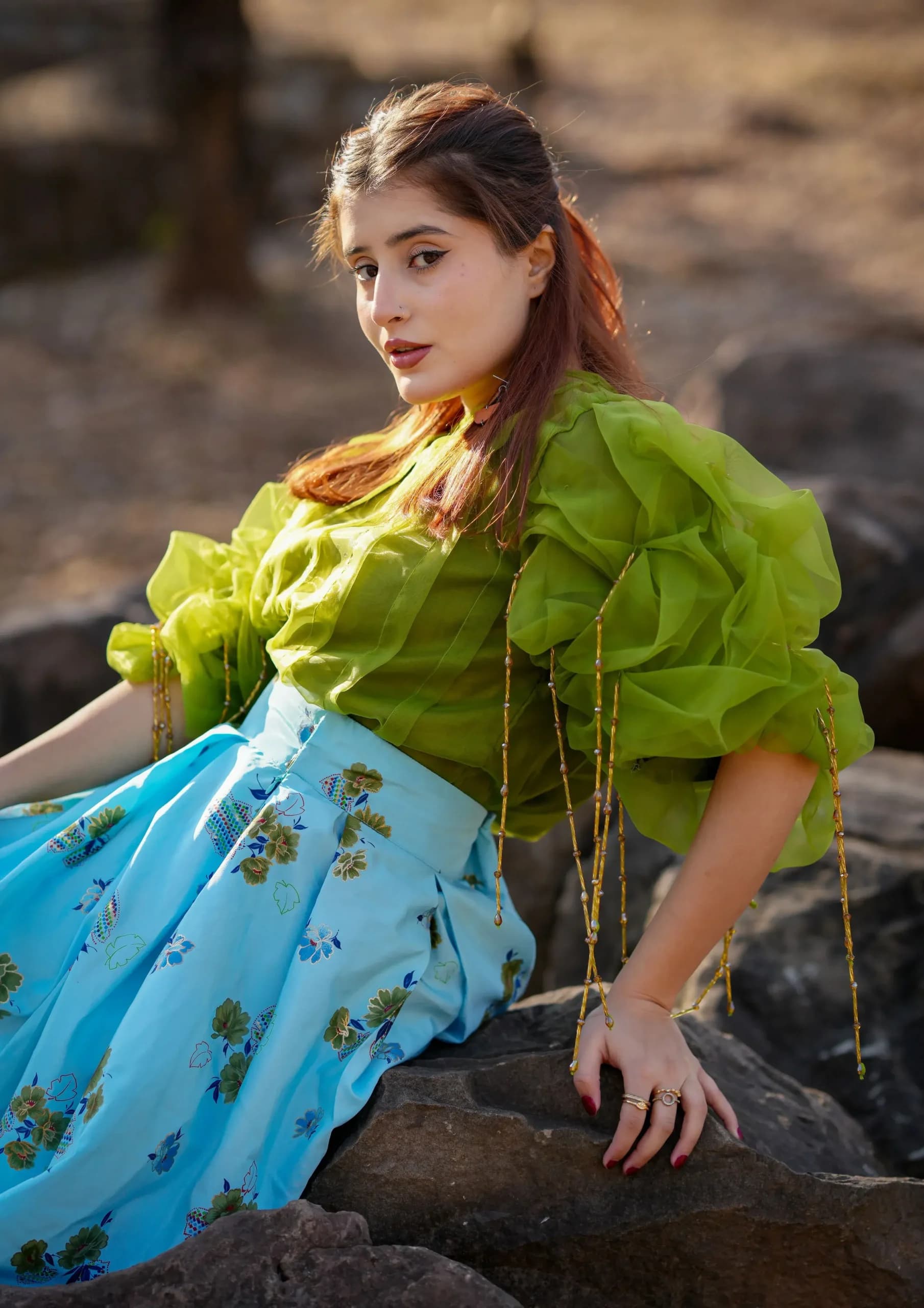 Aaraish Fusion: Lime & Sky Bloom Set - Image 4