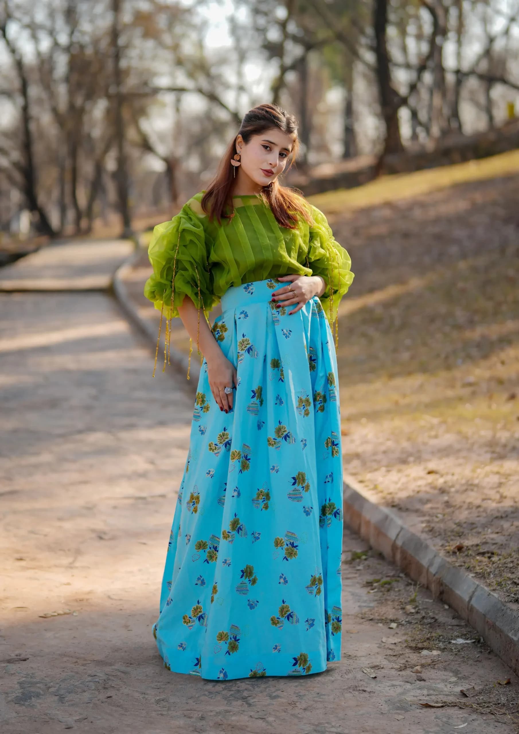 Aaraish Fusion: Lime & Sky Bloom Set - Image 3