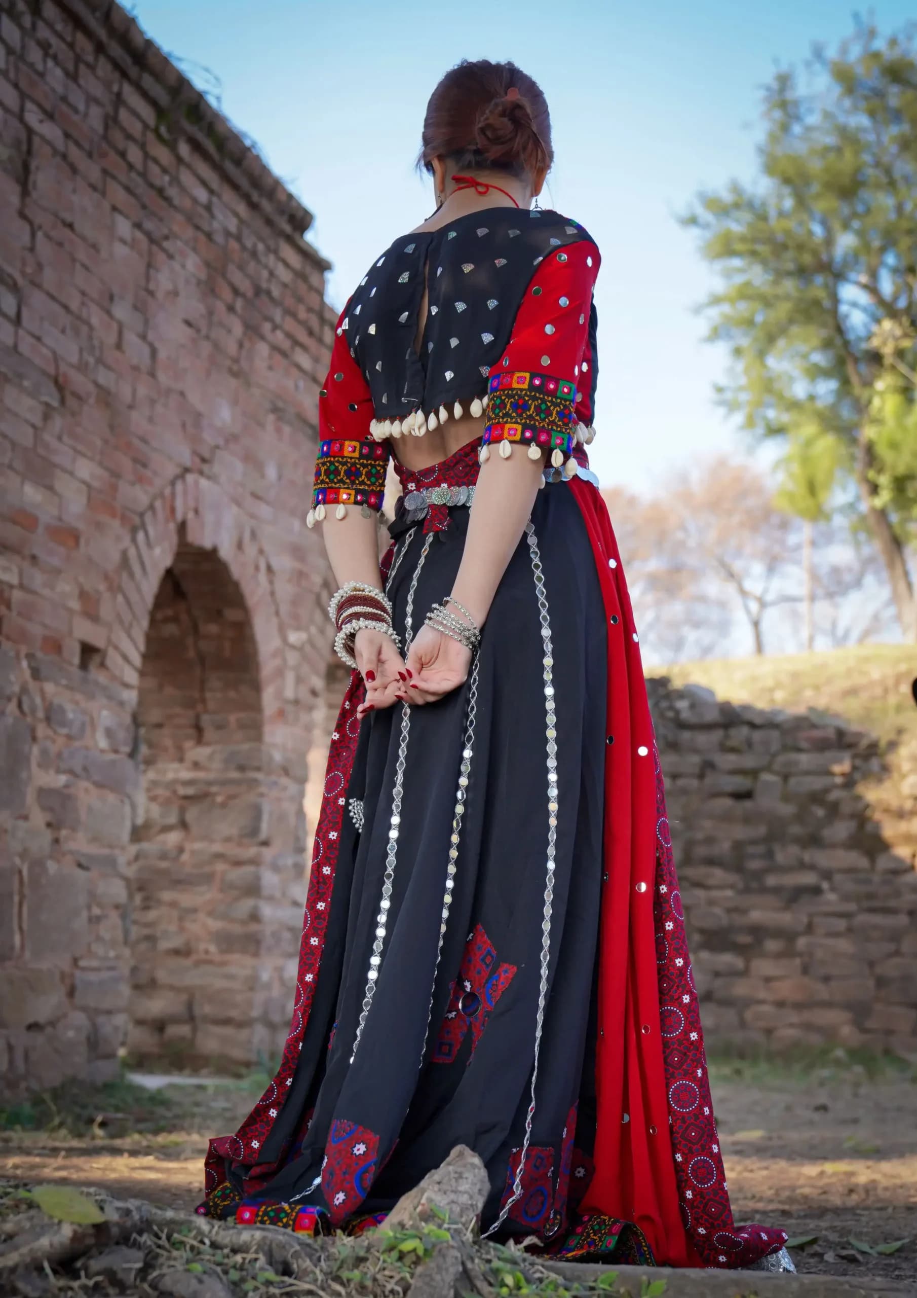 Aaraish Heritage: Laal Ajrak Sindhi Lehenga